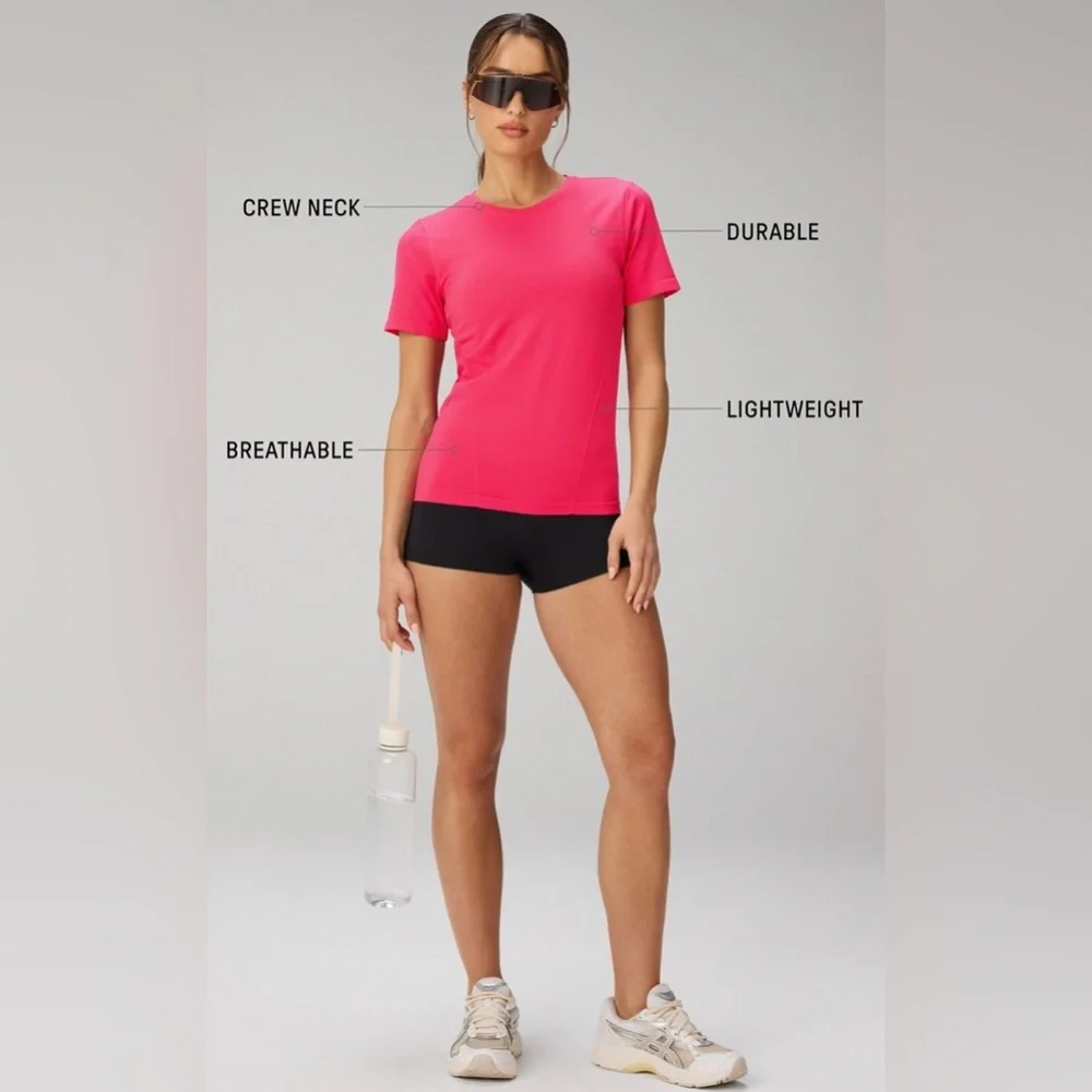 NWT Fabletics Oxblood FeatherTech+ Short Sleeve Workout Tee Size XXL